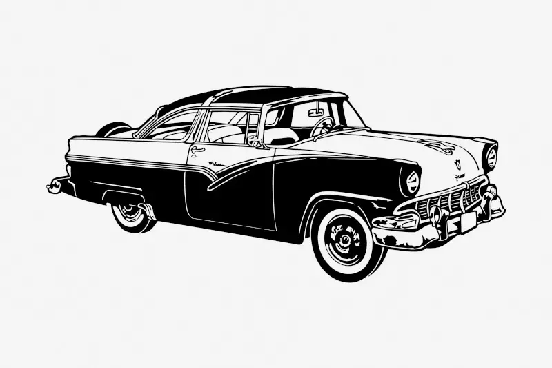 American Vintage Car Drawing